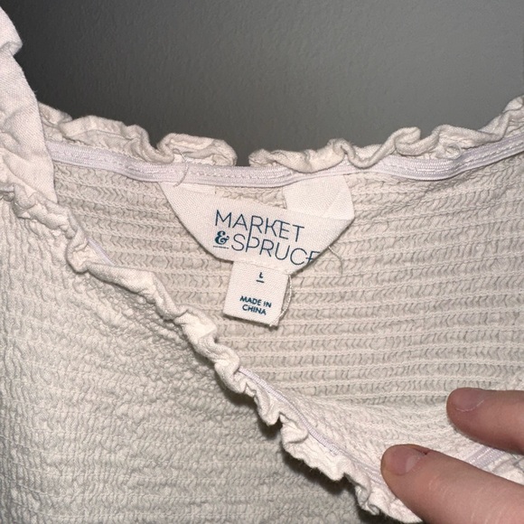 Market & Spruce Cream Ruffle Tank Top - Picture 3 of 7